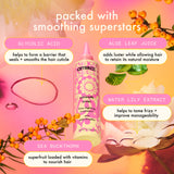 smooth over is packed with smoothing superstars: glycolic acid-helps to form a barrier that seals + smooths the hair cuticle. aloe leaf juice-adds luster while allowing hair to retain its natural moisture. water lily extract-helps to tame frizz + improve manageability. sea buckthorn-superfruit loaded with vitamins to nourish hair. 