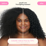 front of model's hair before + after using smooth over frizz-fighting treatment, instantly reduce frizz by 73%*. *clinically proven, after one use. 