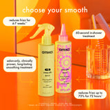 choose your smooth: amika pro smooth over frizz-fighting treatment reduces frizz for 6-7 weeks*, salon-only, clinically proven, long-lasting smoothing treatment. based on 8-week consumer studies of 30 particpants. consumer smooth over frizz-fighting treatment 60-second in-shower treatment, reduces frizz up to 73% for 72 hours*.*clinically proven, after 1 use