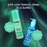 image of midnight mender overnight repair treatment + dream routine overnight hydration treatment against a dark green shadowy background. text: "pick your beauty sleep in a bottle. midnight mender - strengthening treatment for damaged + brittle hair; dream routine - ultra-hydrating treatment for dry hair."