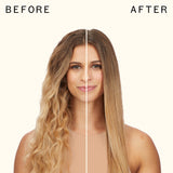 before and after using polished perfection straightening brush | amika